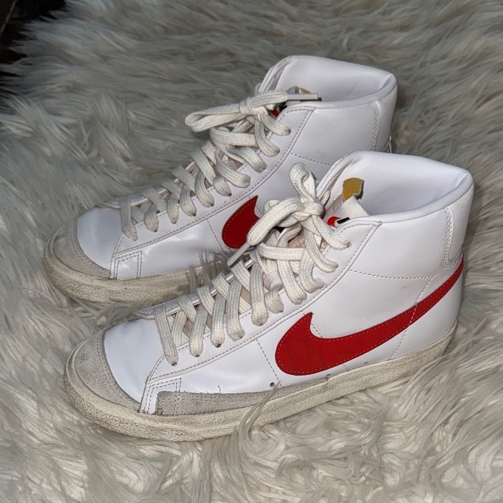 Nike White and Red Blazer High-Tops